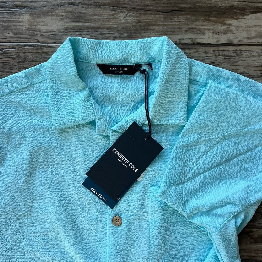 Kenneth Cole NY Men's Techni-Cole Relaxed Fit Textured Woven Shirt‎ Medium